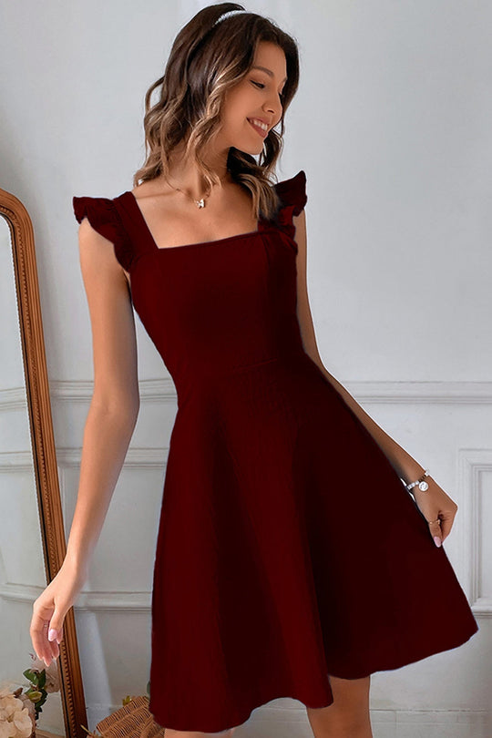 EB | Rüschen Mini Kleid mit Rückenschnürung