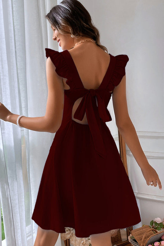 EB | Rüschen Mini Kleid mit Rückenschnürung