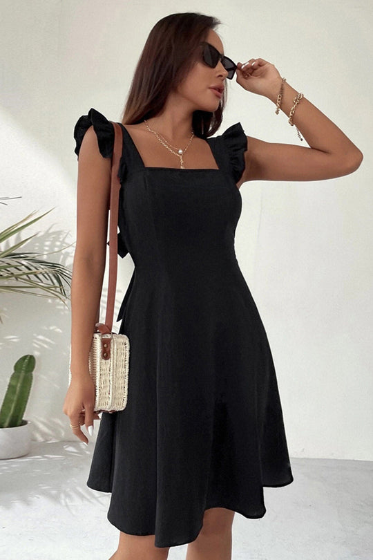 EB | Rüschen Mini Kleid mit Rückenschnürung