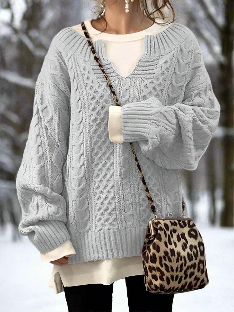 EB | Strickpullover Oversized Kabelstrick Weich und Warm Lässige Passform