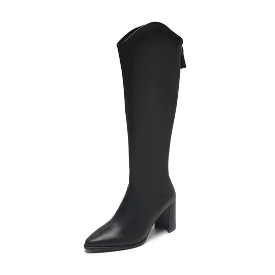 EB | Kniehohe Stiefel mit Dicken Hohen Absätzen