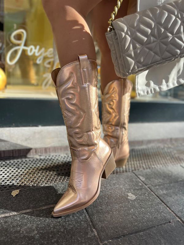EB | Metallic Western Stiefeletten mit Absatz