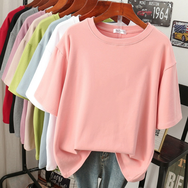 EB | Oversized Baumwoll-Basic-T-Shirt für Damen