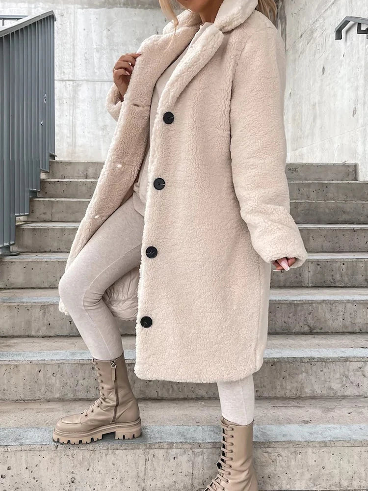 EB | Fleece lange Winterjack für Damen - weiche und warme Jacke