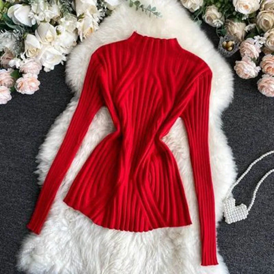 EB | Damen Strickpullover mit Rollkragen und Langen Ärmeln