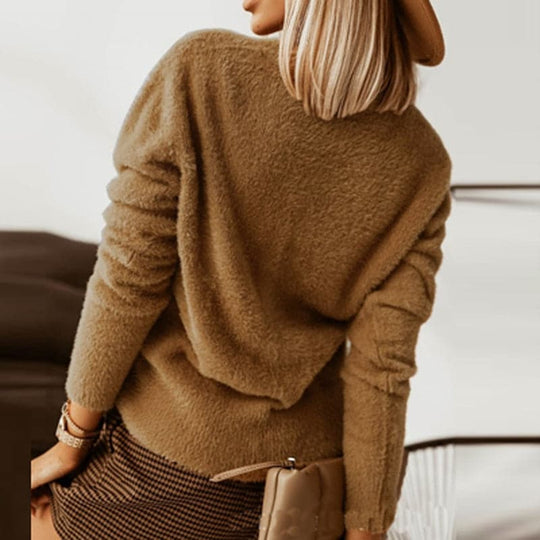 EB | Strickjacke Weiche Strickware V-Ausschnitt Große Knöpfe Lockere Passform