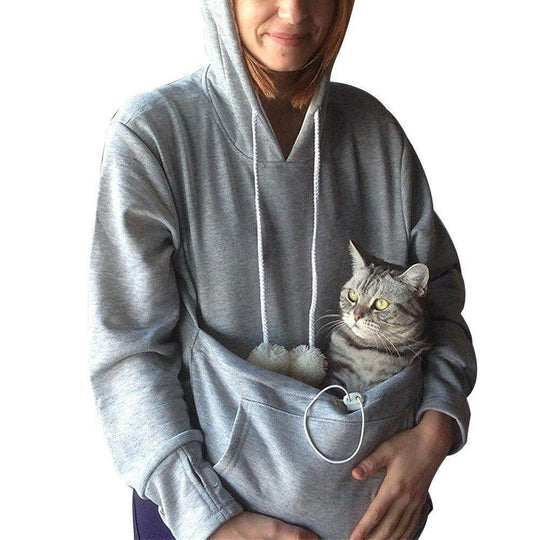 EB | Praktischer Damen Kapuzenpullover mit Bauchtasche für Haustiere
