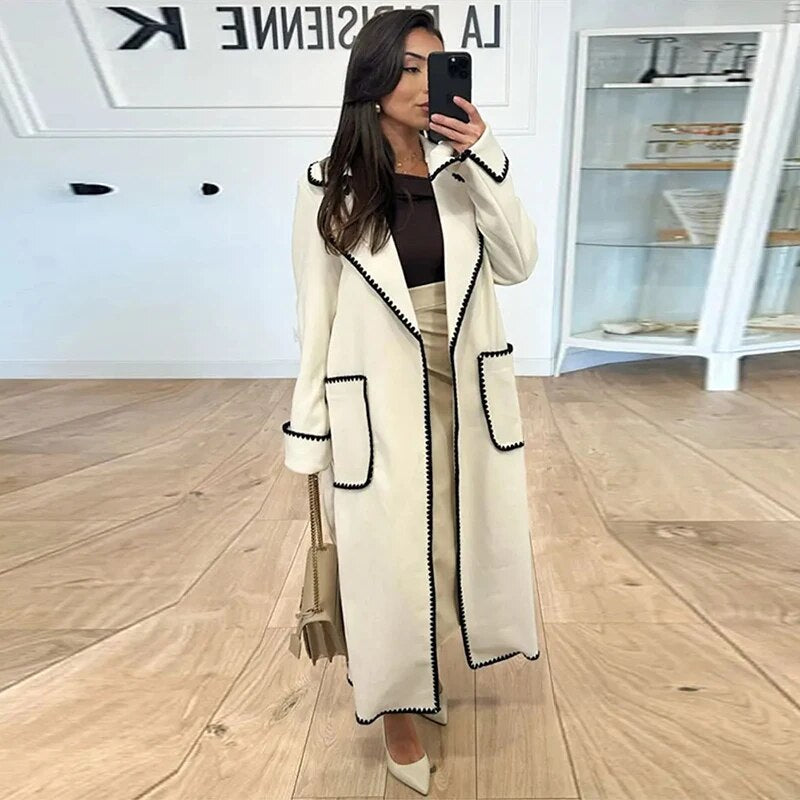EB | Kuscheliger Langer Damen-Trenchcoat