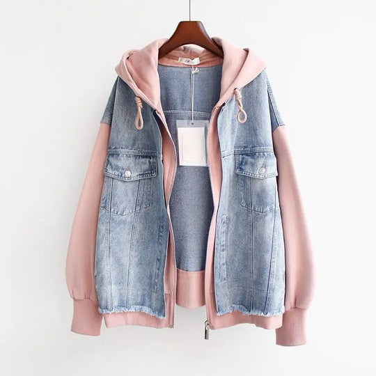 EB | Denim-hoodie Jacke Hybrid Design Trendy und Lässig