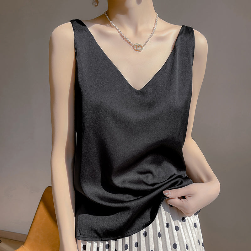 EB | Ärmloser Top Aus Satin Seide