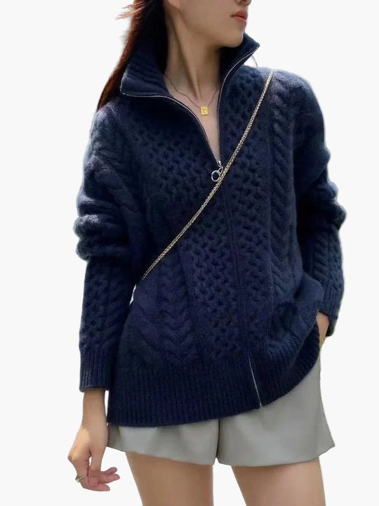 EB | Strickjacke mit Zopfmuster, Lässiger Cardigan, Modisch für Alltag und Freizeit