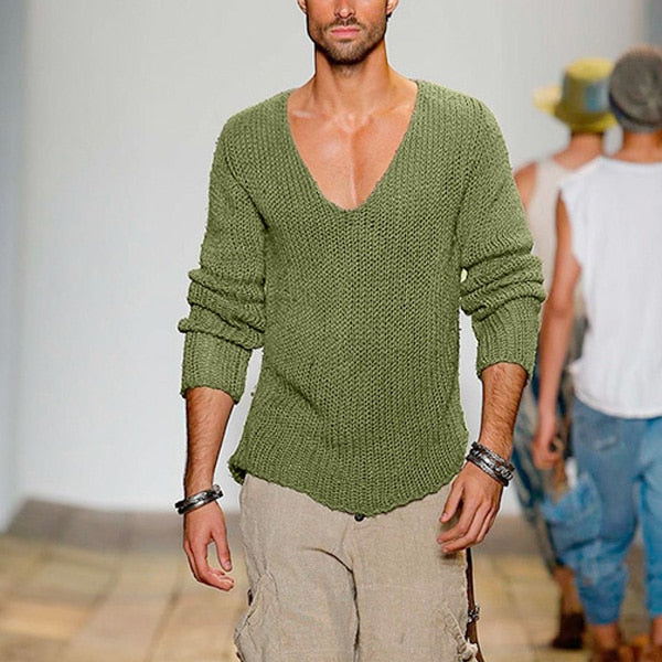 EB | Niedriges V-Ausschnitt Strickpullover