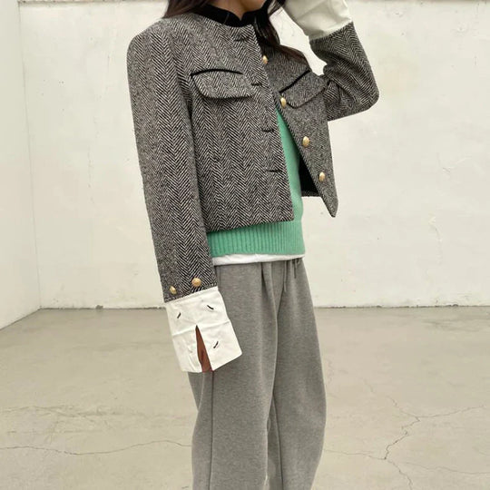 EB | Karierte Jacke mit Metallknöpfen
