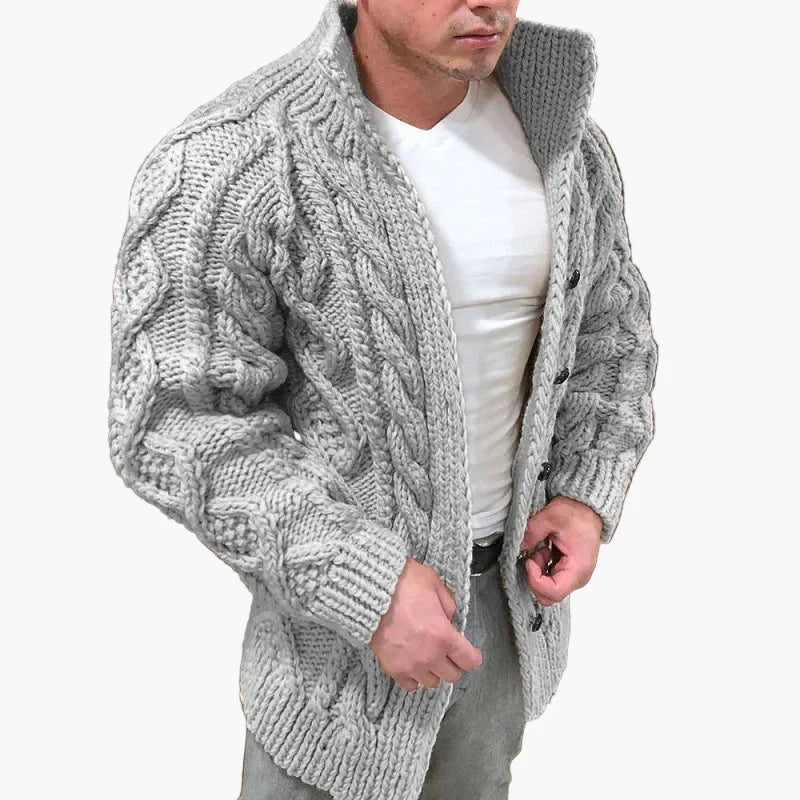 EB | Strickjacke mit Zopfmuster - Stilvolle Grobstrickjacke für Freizeit und Alltag