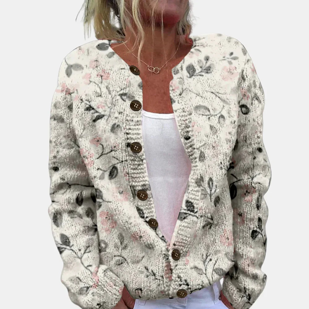 EB | Chic Grau Fallende Blumen Cardigan