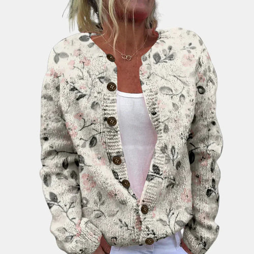 EB | Chic Grau Fallende Blumen Cardigan