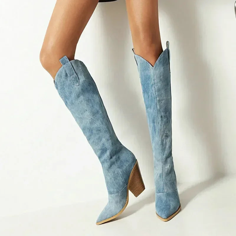 EB | Knielange Denim Stiefel