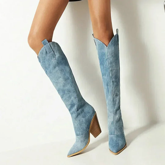 EB | Knielange Denim Stiefel