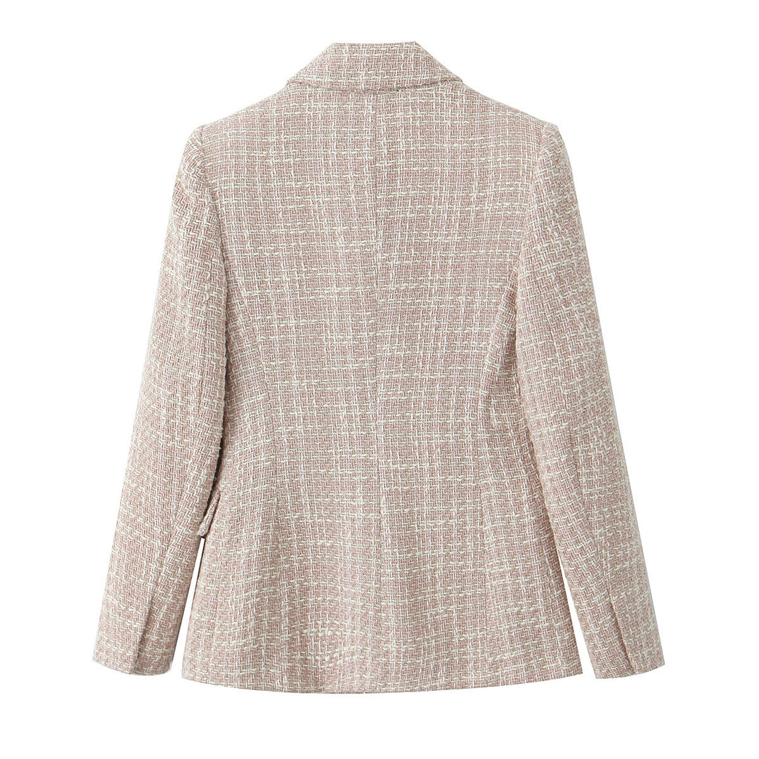 EB | Klassischer Doppelreiher Pink Tweed Blazer