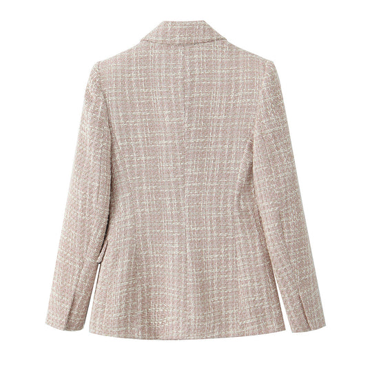 EB | Klassischer Doppelreiher Pink Tweed Blazer