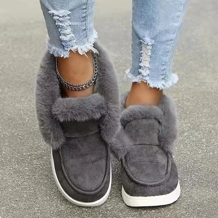 EB | Slip-On-Velours-Stiefeletten mit Plüschigem Fellfutter