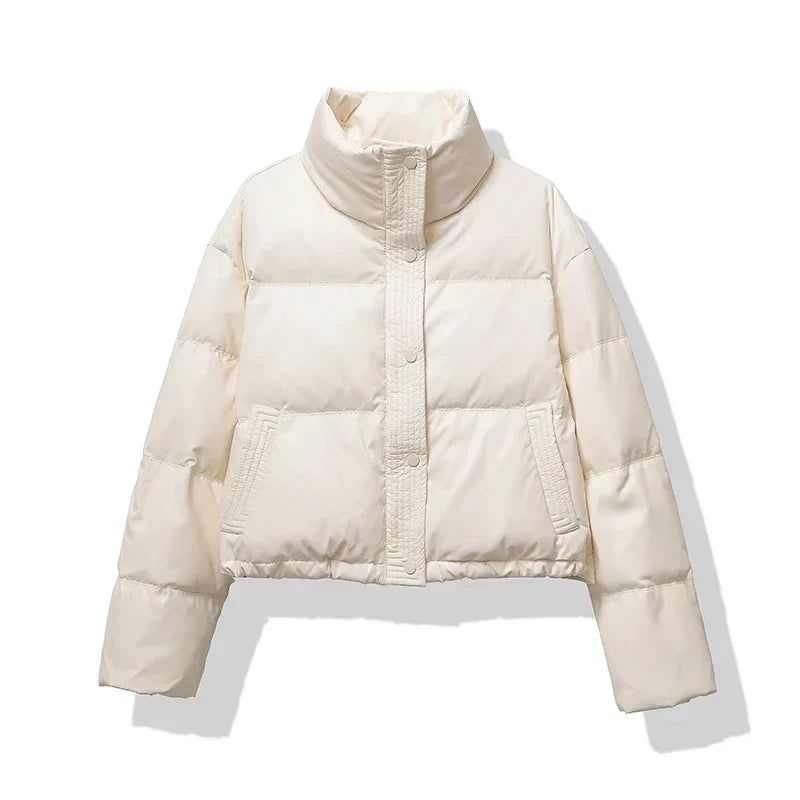 EB | Damen cropped glänzende Pufferjacke