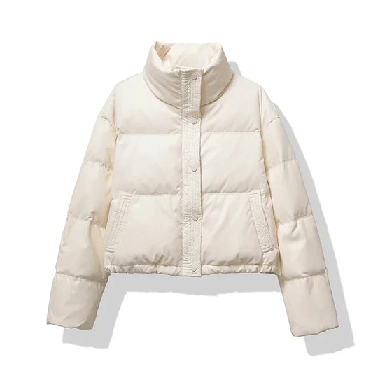 EB | Damen cropped glänzende Pufferjacke
