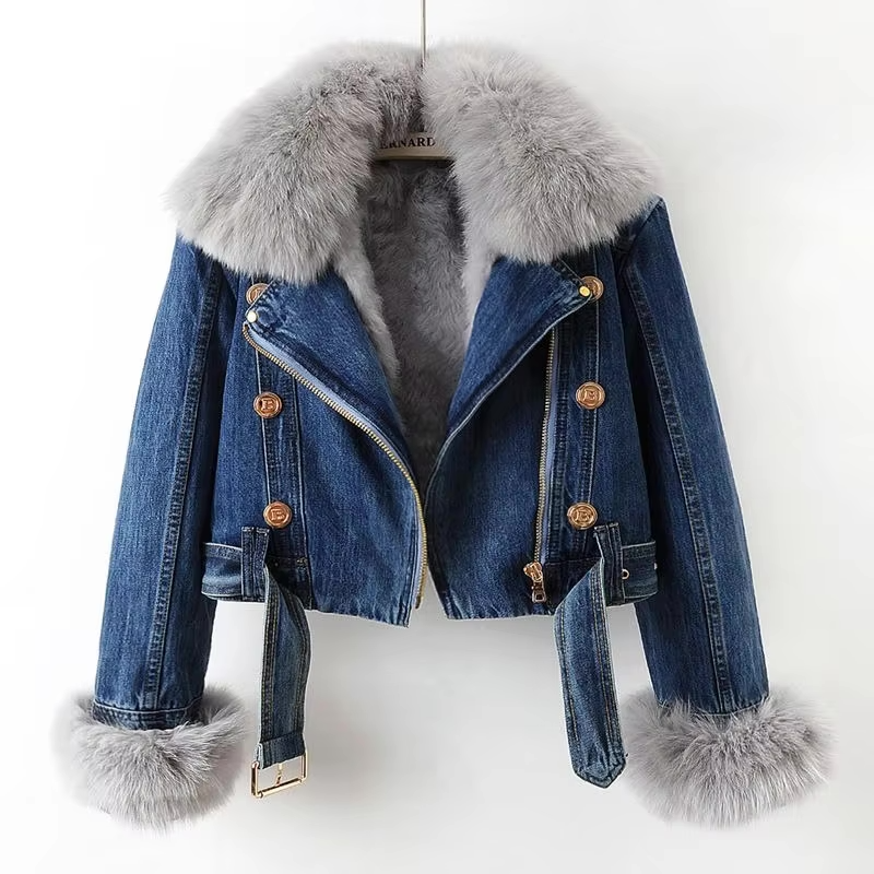 EB | Jeansjacke mit Kunstfellkragen
