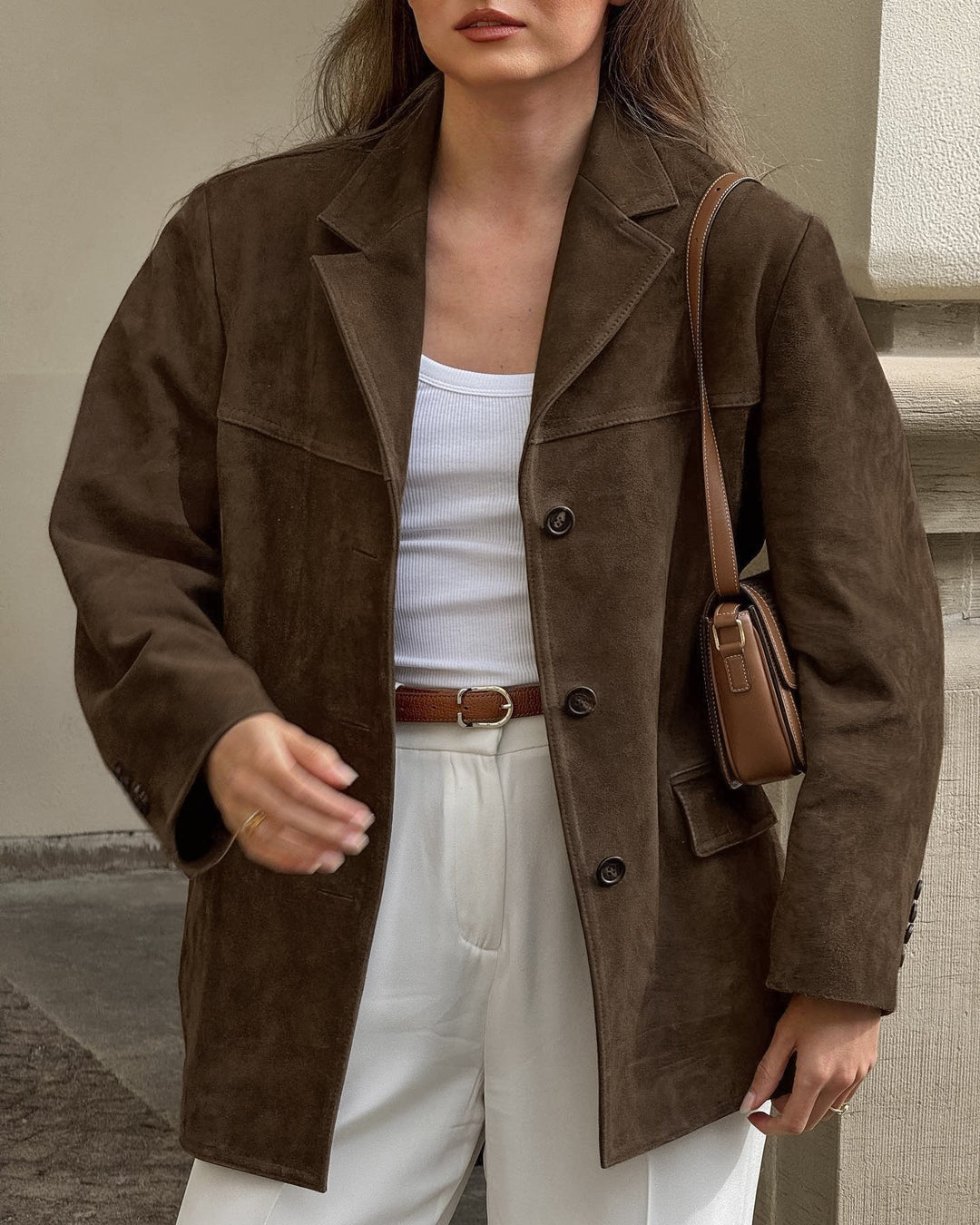 EB | Weite Wildlederjacke mit retro Samt-Revers Loise