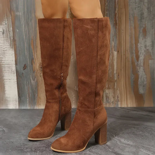 EB | Hohe Dicke Absatzstiefel für Frauen