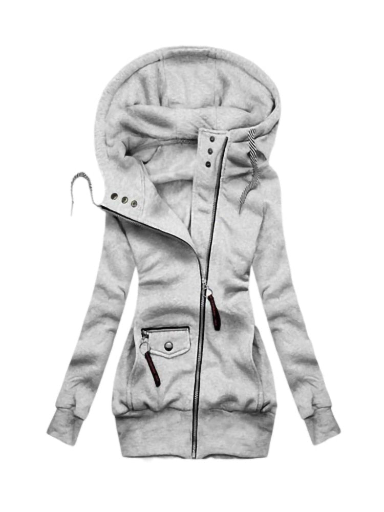 EB | Mode Schlauer Mantel mit Kapuze - Langarm Kordelzug Jacke Reißverschluss Oberbekleidung