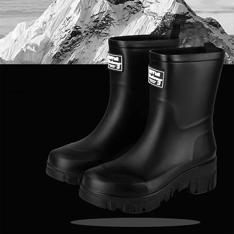 EB | Damen Chelsea wasserdichte Stiefel mit Blockabsatz & gemusterter Sohle