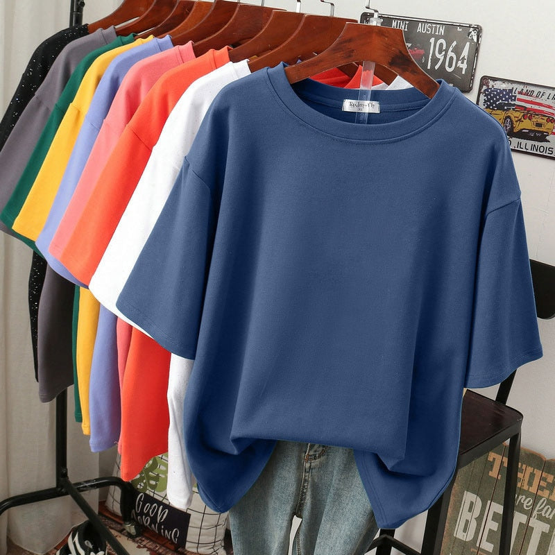 EB | Oversized Baumwoll-Basic-T-Shirt für Damen
