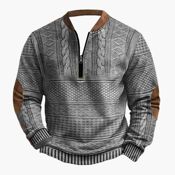 EB | Strickpullover mit Zopfmuster und Viertelreißverschluss - Modischer Freizeitpullover für Herbst und Winter