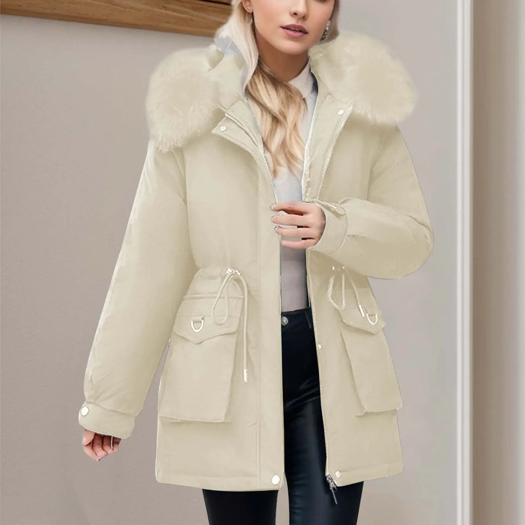 EB | Winter-Windbreaker mit Kapuze, Durchgehendem Reißverschluss, Taillenzug und Taschen