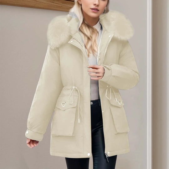 EB | Winter-Windbreaker mit Kapuze, Durchgehendem Reißverschluss, Taillenzug und Taschen