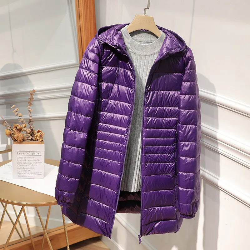 EB - Lange Daunenjacke für Frauen mit Kapuze