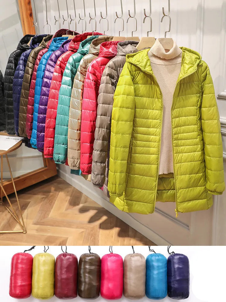 EB - Lange Daunenjacke für Frauen mit Kapuze