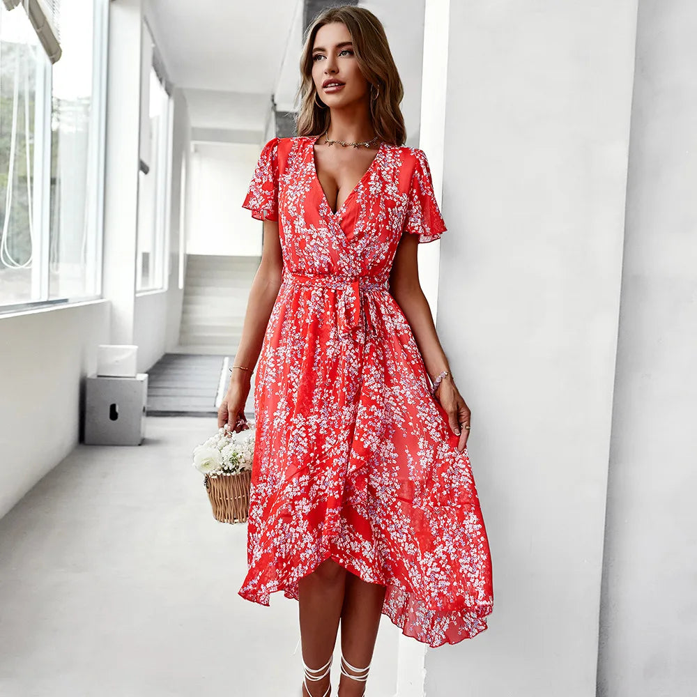 EB | Kurzarmkleid mit V-Ausschnitt für Frauen