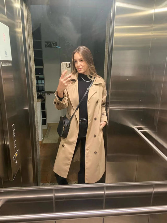 EB | Trenchcoat Damen Oversized Windbreaker, Doppelreihig