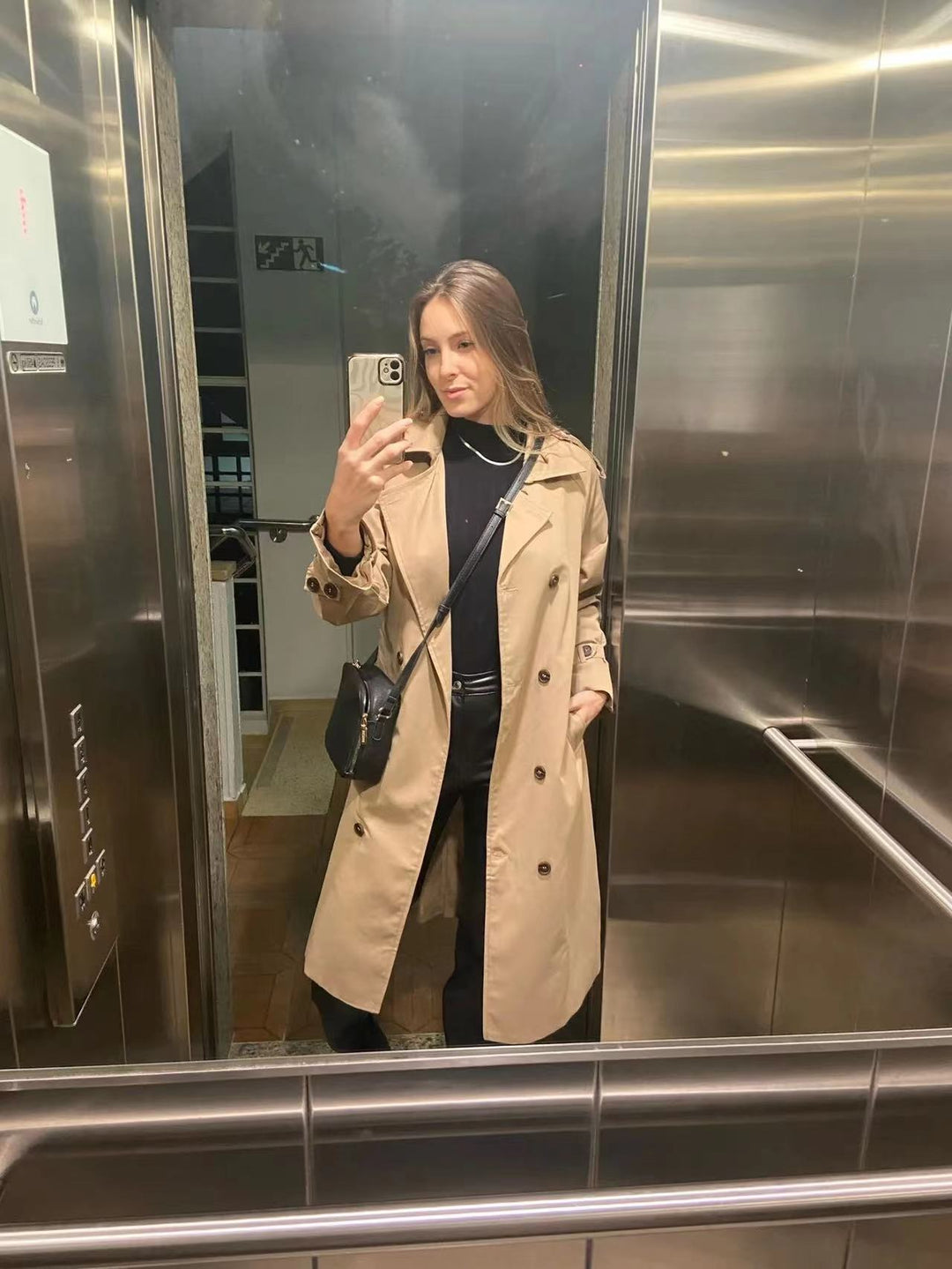 EB | Klassischer Trenchcoat Damen Oversized Windbreaker, Doppelreihig