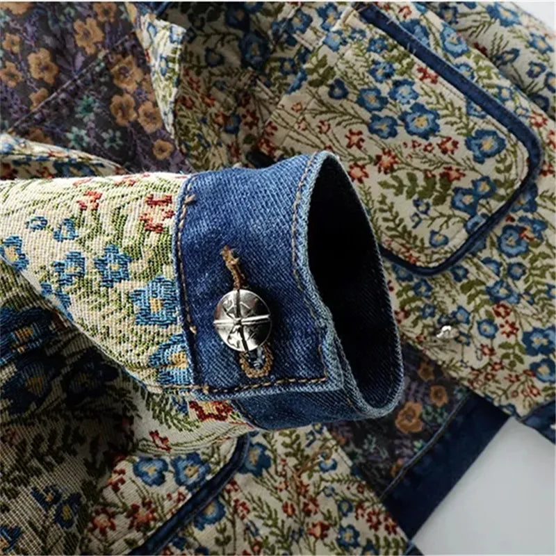 EB | Jeansjacke mit Jacquard Stickerei für Damen