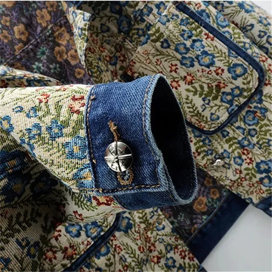 EB | Jeansjacke mit Jacquard Stickerei für Damen