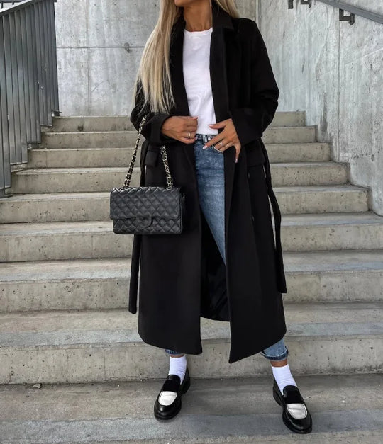 EB | Schicke Taillierte Damen Wolljacke mit Gürtel