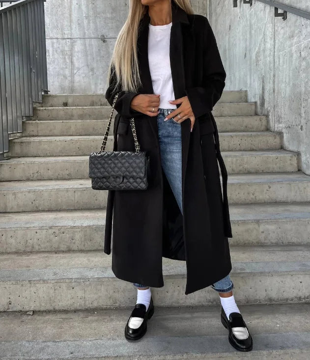EB | Damen Gürtel Doppelreiher Mantel