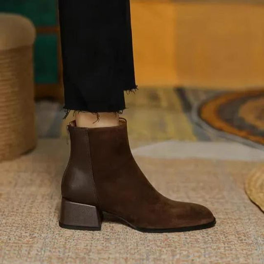 Bequeme Ankle Boots mit rutschfester Reißverschluss und runder Spitze EB