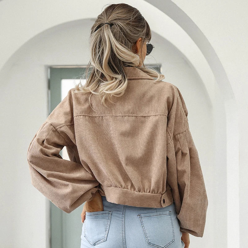 EB | Kurze Jacke Aus Corduriertem Velvet für Damen