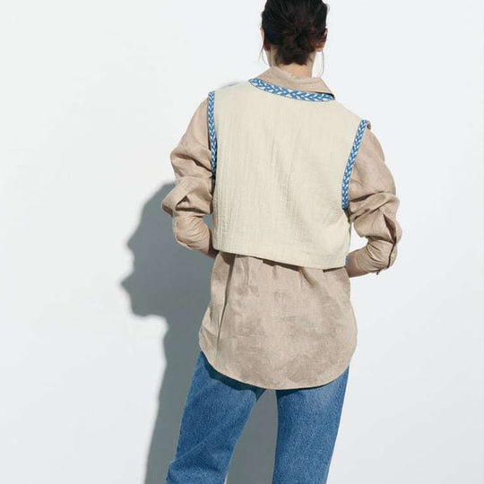 EB | Vintage Blumenbestickte Weste für Damen
