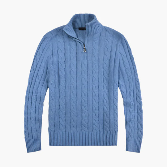 EB | Pullover mit Zopfmuster und Halbem Reißverschluss - Eleganter Freizeit-Strickpullover