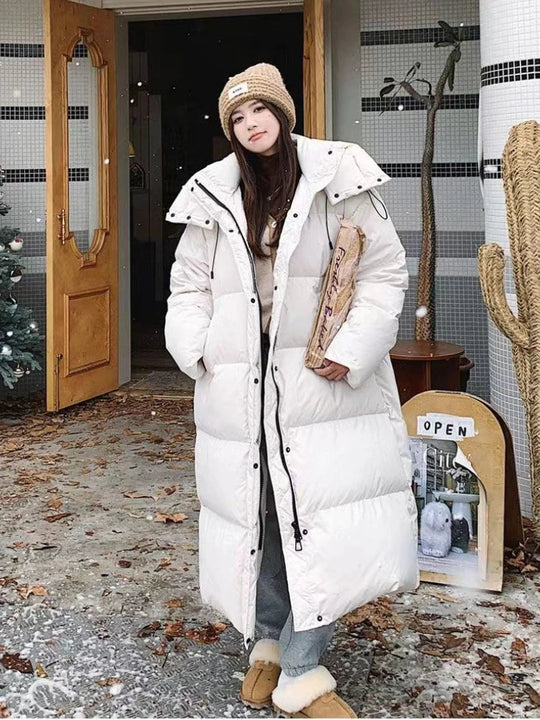 EB | Lange Pufferjacke mit Kapuze für Damen - Winter